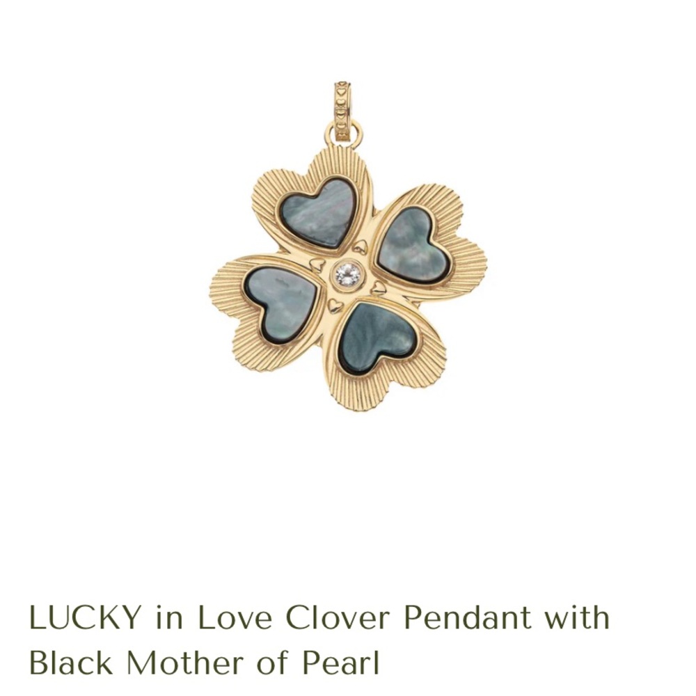 Jane Win Gold Clover Pendant with Black Mother of Pearl - Picture 2 of 2